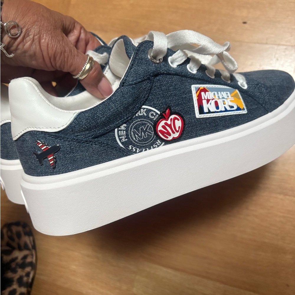Michael Kors Blue Denim Sneakers with Patches. (Price is firm)